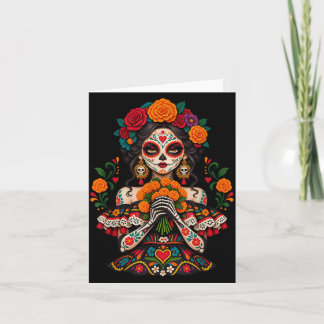 Dia de los muertos sugar skull catrina dead day card