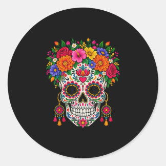 Dia de los muertos sugar skull catrina dead day classic round sticker