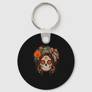 Dia de los muertos sugar skull catrina dead day key ring