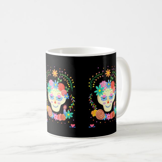 Día de los Muertos Sugar Skull Coffee Mug (Front Right)