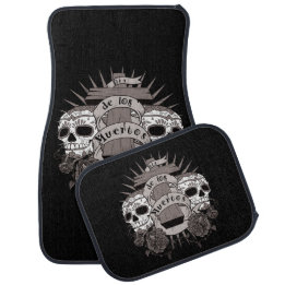 Dia De Los Muertos Sugar Skull Cross Roses Car Mat