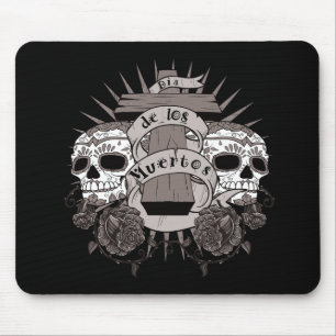 Dia De Los Muertos Sugar Skull Cross Roses Mouse Mat