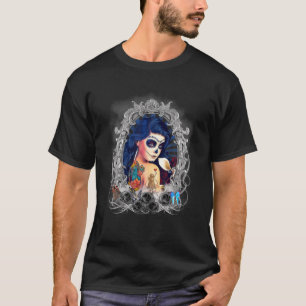 Dia De Los Muertos Sugar Skull Day Of The Dead Cat T-Shirt