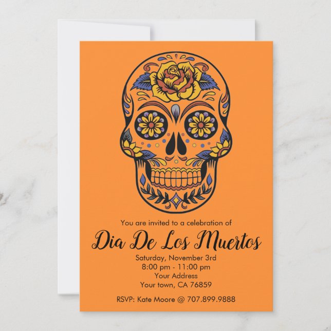 Dia De Los Muertos Sugar Skull Invitation (Front)