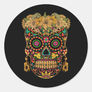 Dia De Los Muertos Sugar Skull La Catrina Hallowee Classic Round Sticker