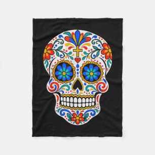 Dia de los muertos sugar skull mexican dead day fleece blanket