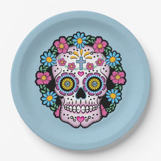 Dia de los Muertos Sugar Skull Paper Plate (Front)