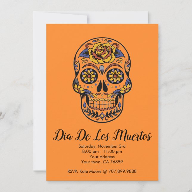 Dia De Los Muertos Sugar Skull Party Invitation (Front)