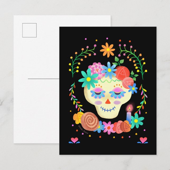Día de los Muertos Sugar Skull Postcard (Front/Back)