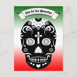 dia de los muertos sugar skull postcard