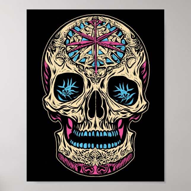 Dia De Los Muertos Sugar Skull Poster (Front)