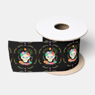 Dia de los Muertos Sugar Skull Satin Ribbon