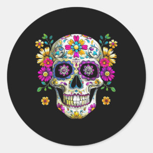 Dia De Los Muertos Sugar Skull Tee Cinco De Mayo Classic Round Sticker