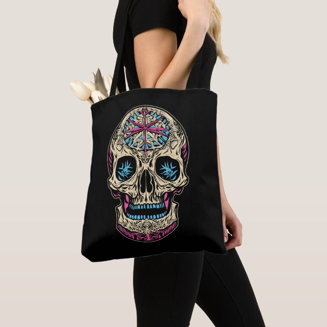 Dia De Los Muertos Sugar Skull Tote Bag (Close Up)