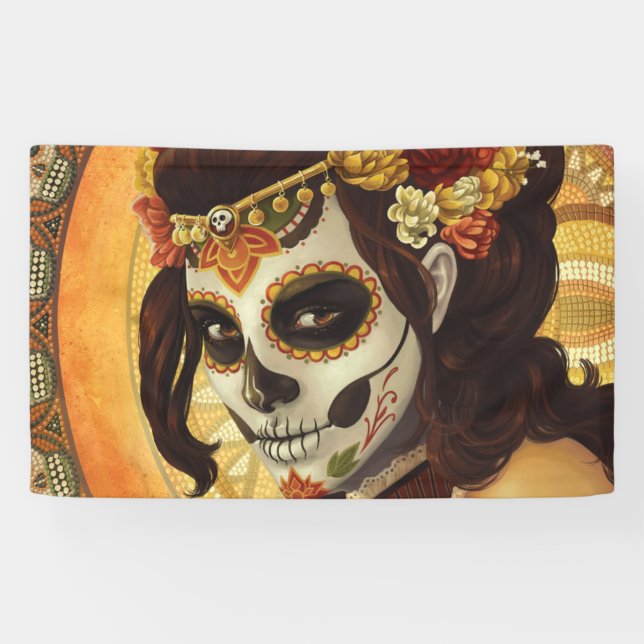 Dia De Los Muertos Throw Pillow Banner (Horizontal)