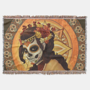 Dia De Los Muertos Throw Pillow Blanket