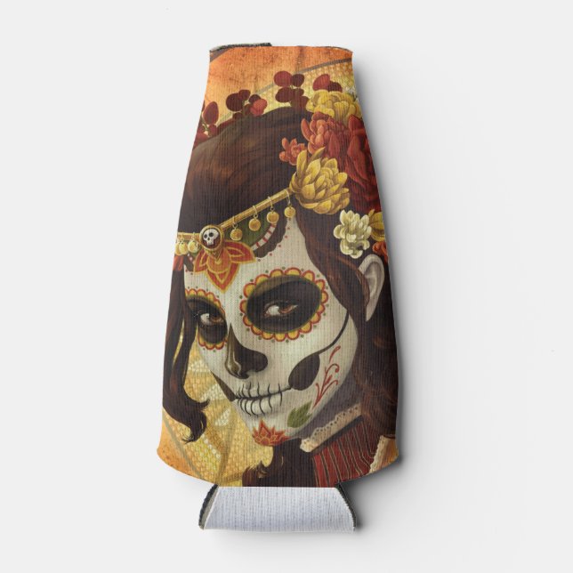 Dia De Los Muertos Throw Pillow Bottle Cooler (Front)