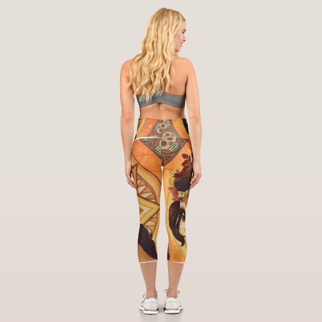 Dia De Los Muertos Throw Pillow Capri Leggings (Back)