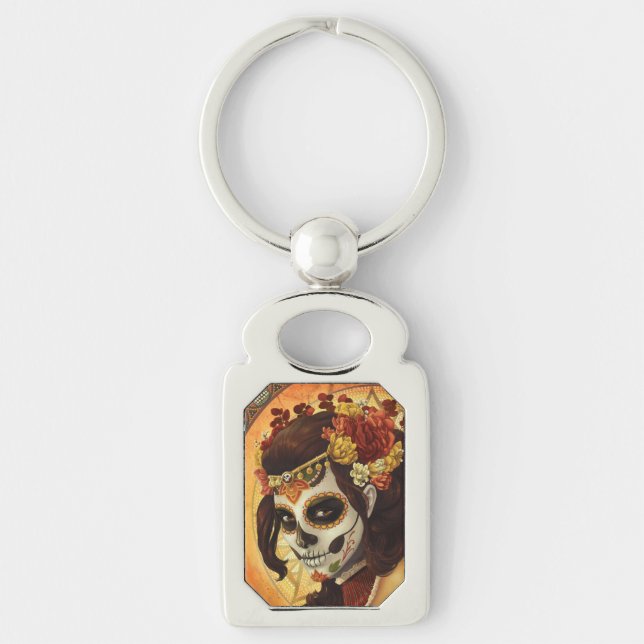 Dia De Los Muertos Throw Pillow Key Ring (Front)