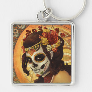 Dia De Los Muertos Throw Pillow Key Ring