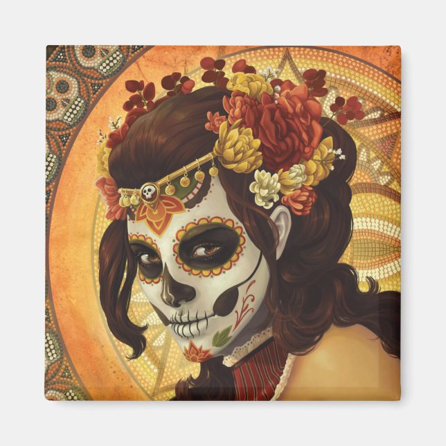 Dia De Los Muertos Throw Pillow Magnet (Front)