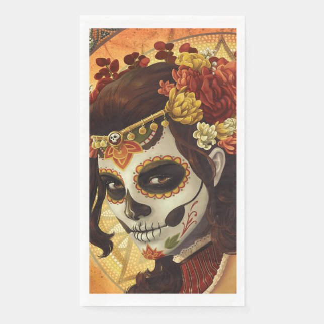 Dia De Los Muertos Throw Pillow Napkin (Front)