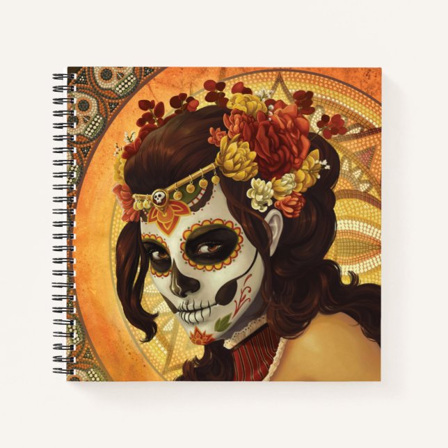 Dia De Los Muertos Throw Pillow Notebook (Front)