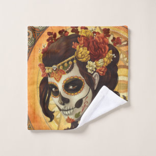 Dia De Los Muertos Throw Pillow Wash Cloth