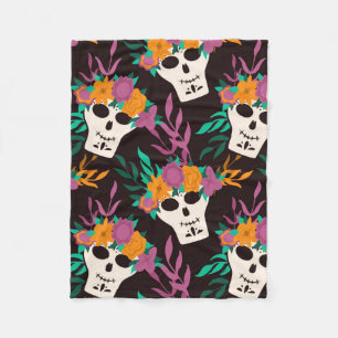 Dia de Los Muertos,traditional Mexican Halloween f Fleece Blanket