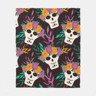 Dia de Los Muertos,traditional Mexican Halloween f Fleece Blanket