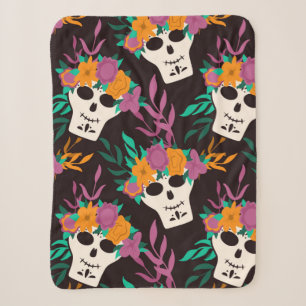 Dia de Los Muertos,traditional Mexican Halloween f Sherpa Blanket