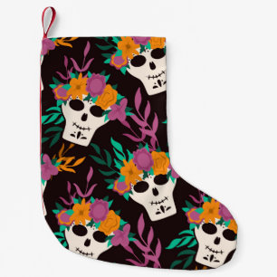Dia de Los Muertos,traditional Mexican Halloween f Small Christmas Stocking