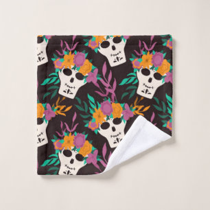 Dia de Los Muertos,traditional Mexican Halloween f Wash Cloth