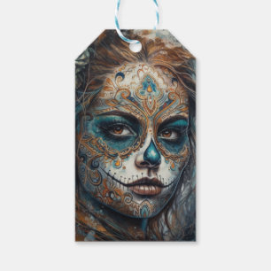 Dia de los Muertos turquoise, cutomizable Gift Tags