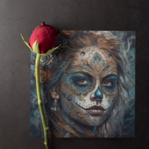 Dia de los Muertos turquoise painted face Invitation