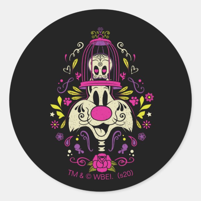 Día De Los Muertos TWEETY™ & SYLVESTER™ Classic Round Sticker (Front)