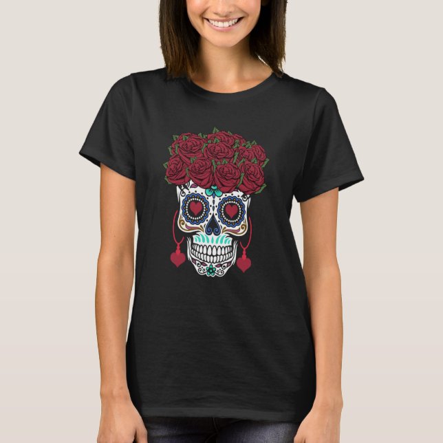 Dia De Los Muertos Valentines Day Roses Valentine T-Shirt (Front)