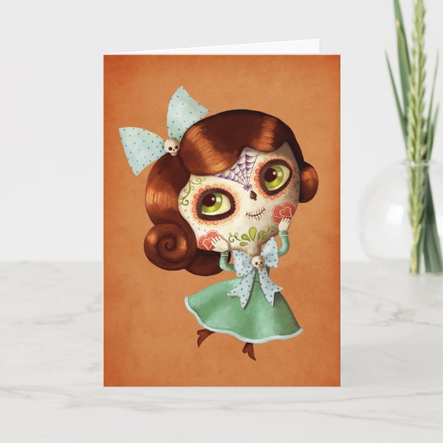 Dia de Los Muertos Vintage Doll Card (Front)
