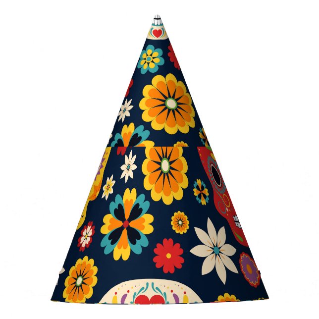 Dia de los Muertos Vintage Party Hat (Front)