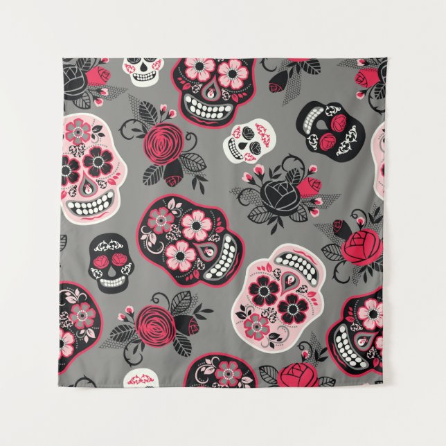 Dia de los Muertos: Vintage Pattern Tapestry (Front)