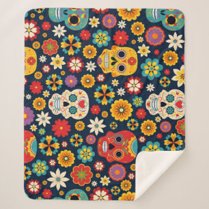 Dia de los Muertos Vintage Sherpa Blanket