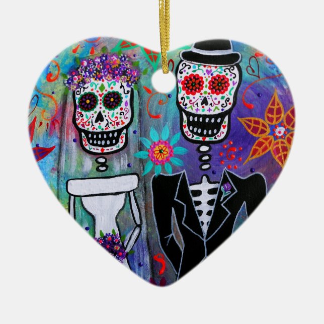 DIA DE LOS MUERTOS WEDDING CERAMIC TREE DECORATION (Front)