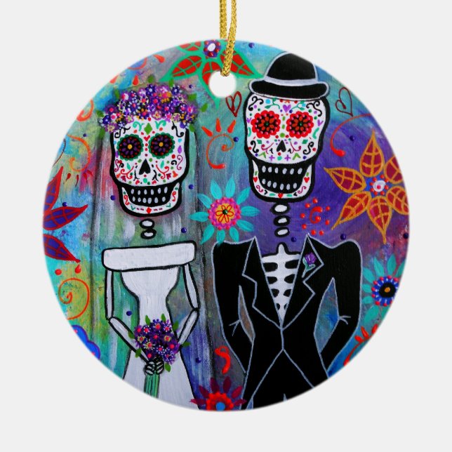 DIA DE LOS MUERTOS WEDDING CERAMIC TREE DECORATION (Front)