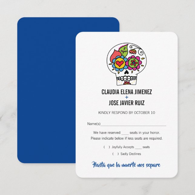 Dia de los Muertos Wedding RSVP Card (Front/Back)