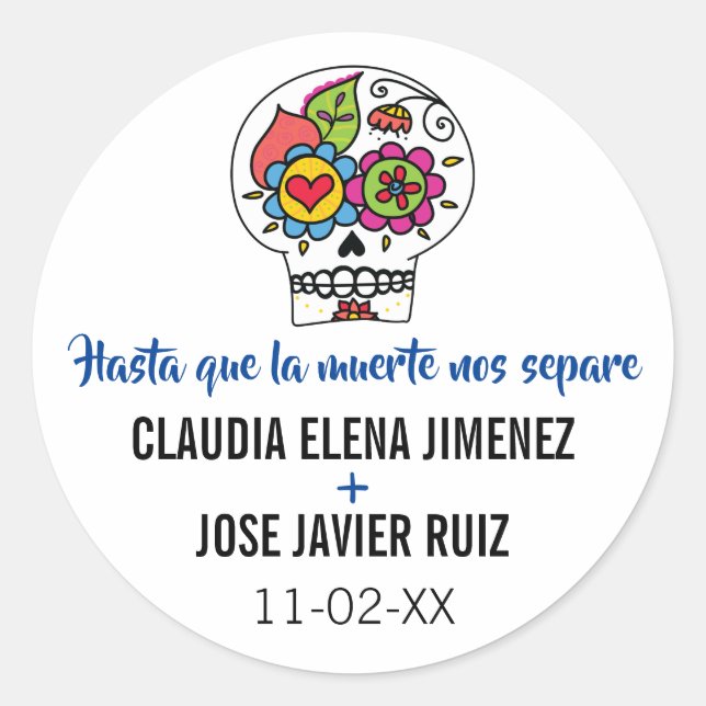 Dia de Los Muertos Wedding Stickers (Front)