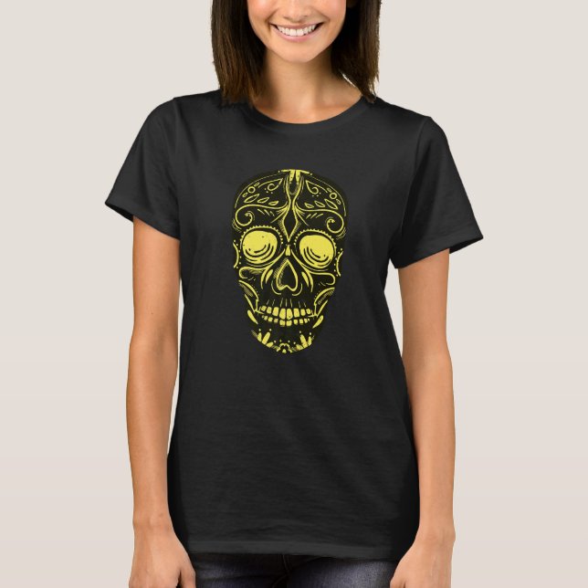 Dia De Los Muertos Yellow Skull Mask Premium T-Shirt (Front)