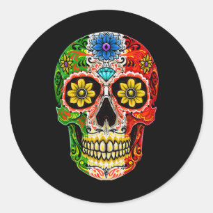 Dia De Muertos Cinco De Mayo Sugar Skull Mexican F Classic Round Sticker