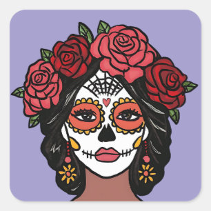 Día de Muertos Day of the Dead Catrina Square Sticker