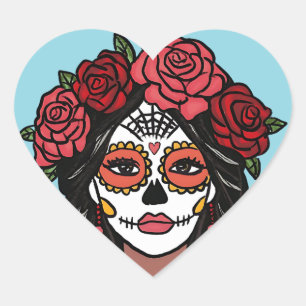 Día de Muertos Day of the Dead Heart Sticker