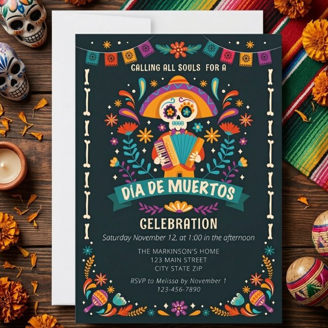 Dia De Muertos Festive Celebration Invitation (Creator Uploaded)